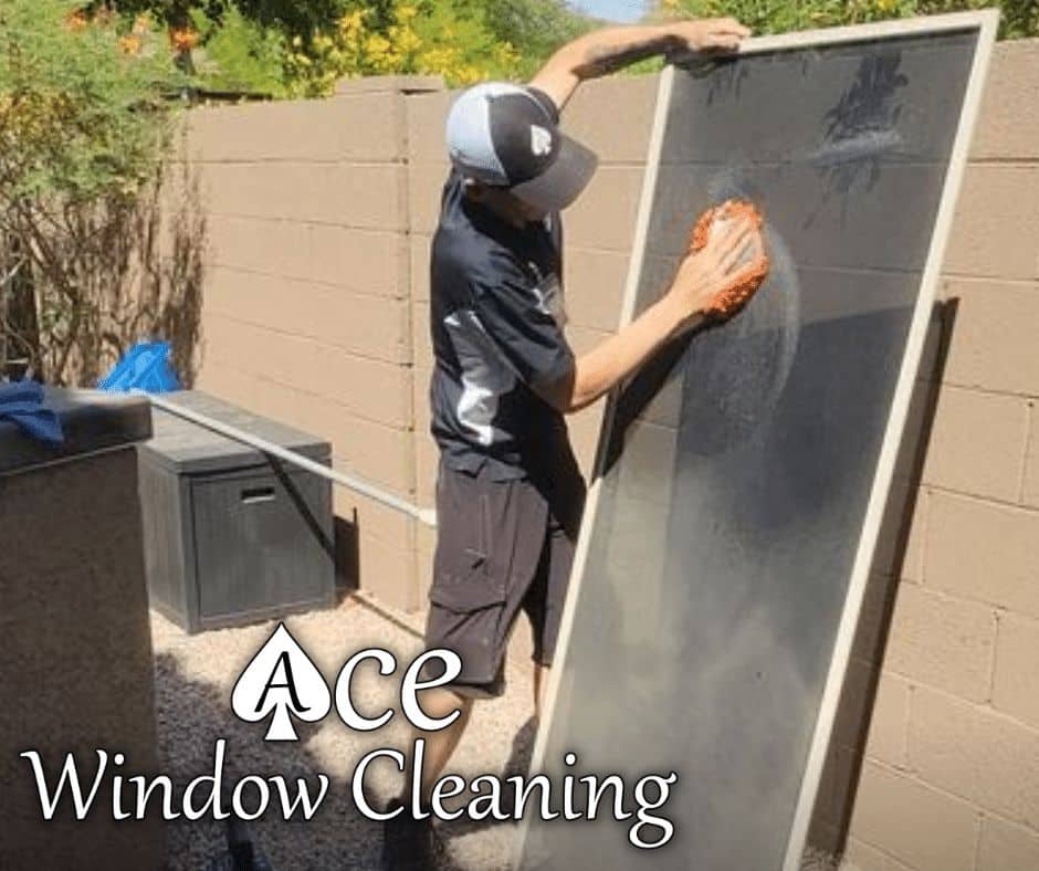 image of window screen cleaning